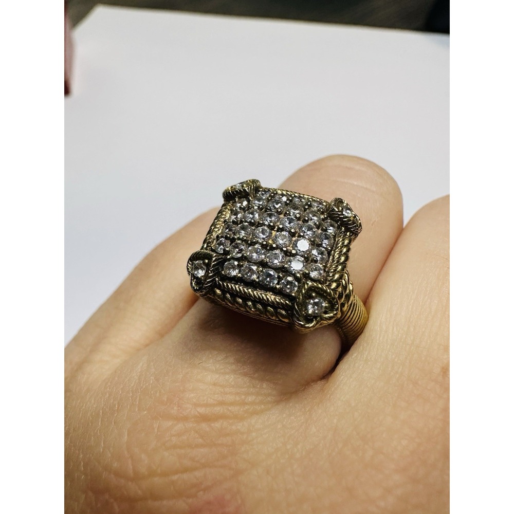 Judith Ripka Sterling 925 Silver Gold Tone CZ Heart Accent Ring - Picture 7 of 9